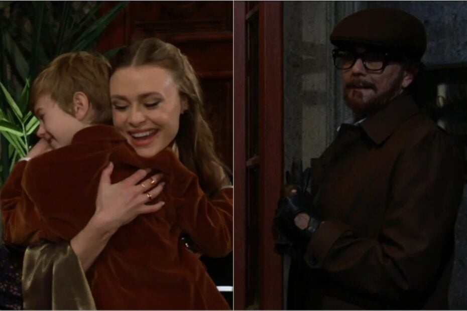 Harrison Abbott hugs Claire Grace as Jordan Howard looks on.