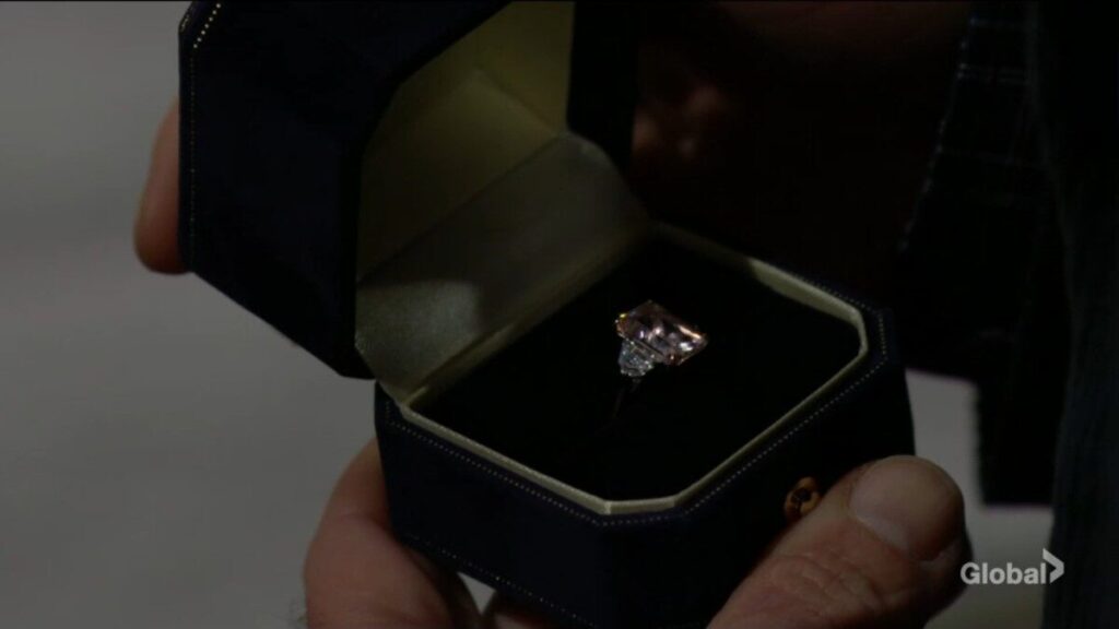 A ring in a box.