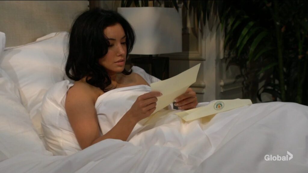 Audra lies in bed and reads Tucker's letter.