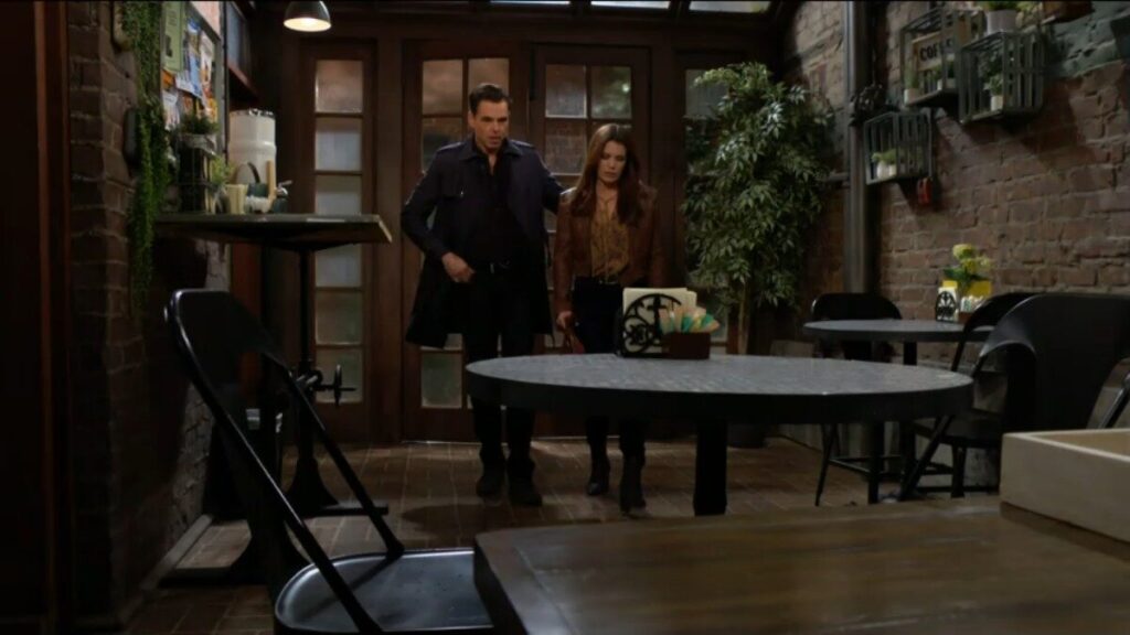 Billy and Chelsea enter the coffee shop.