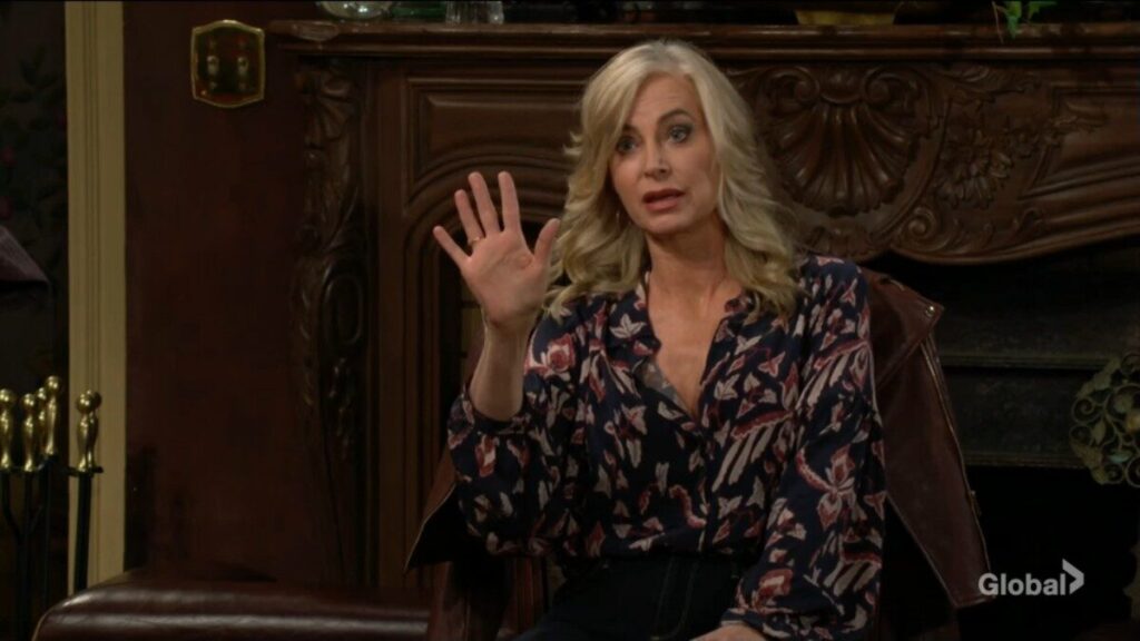 Ashley holds up her hand as she talks to Diane.